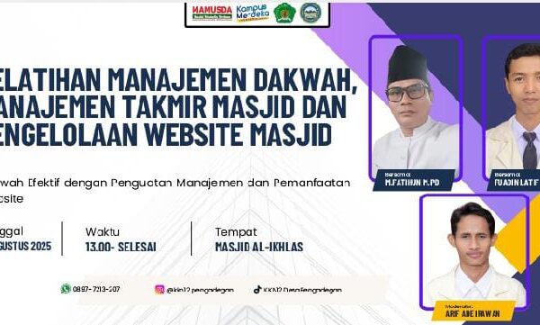 PELATIHAN MANAJEMEN DAKWAH, MANAJEMEN TAKMIR MASJID DAN PENGELOLAAN WEBSITE MASJID